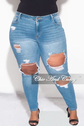 Water Resistant Final Sale Plus Size Light Denim Pants