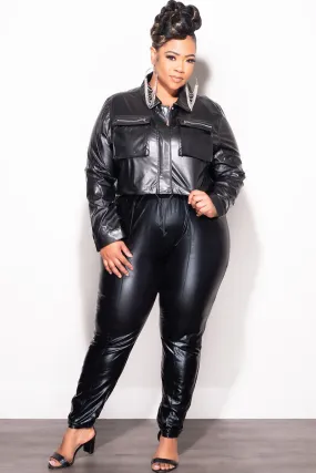 Seamless Design Final Sale Plus Size Liquid Leggings with Back Zipper in Black