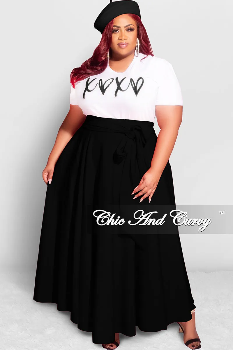 Everyday Must-have Soft Design Final Sale Plus Size Long Maxi Skirt with Waist Tie in Black