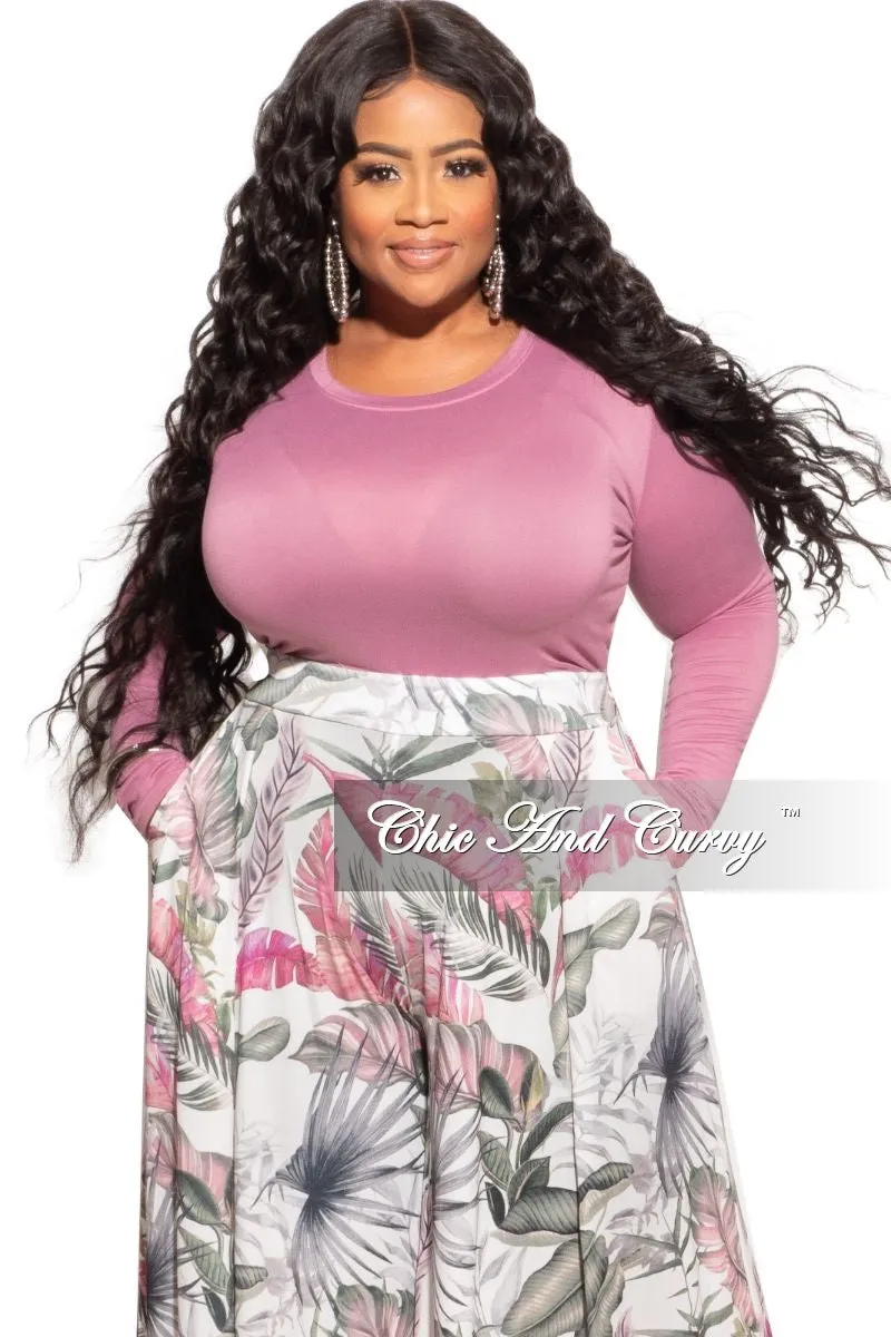 Final Sale Plus Size Long Sleeve Slim Fit Crop Top in Mauve All Occasion
