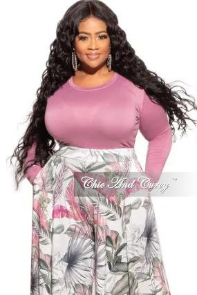 Final Sale Plus Size Long Sleeve Slim Fit Crop Top in Mauve All Occasion