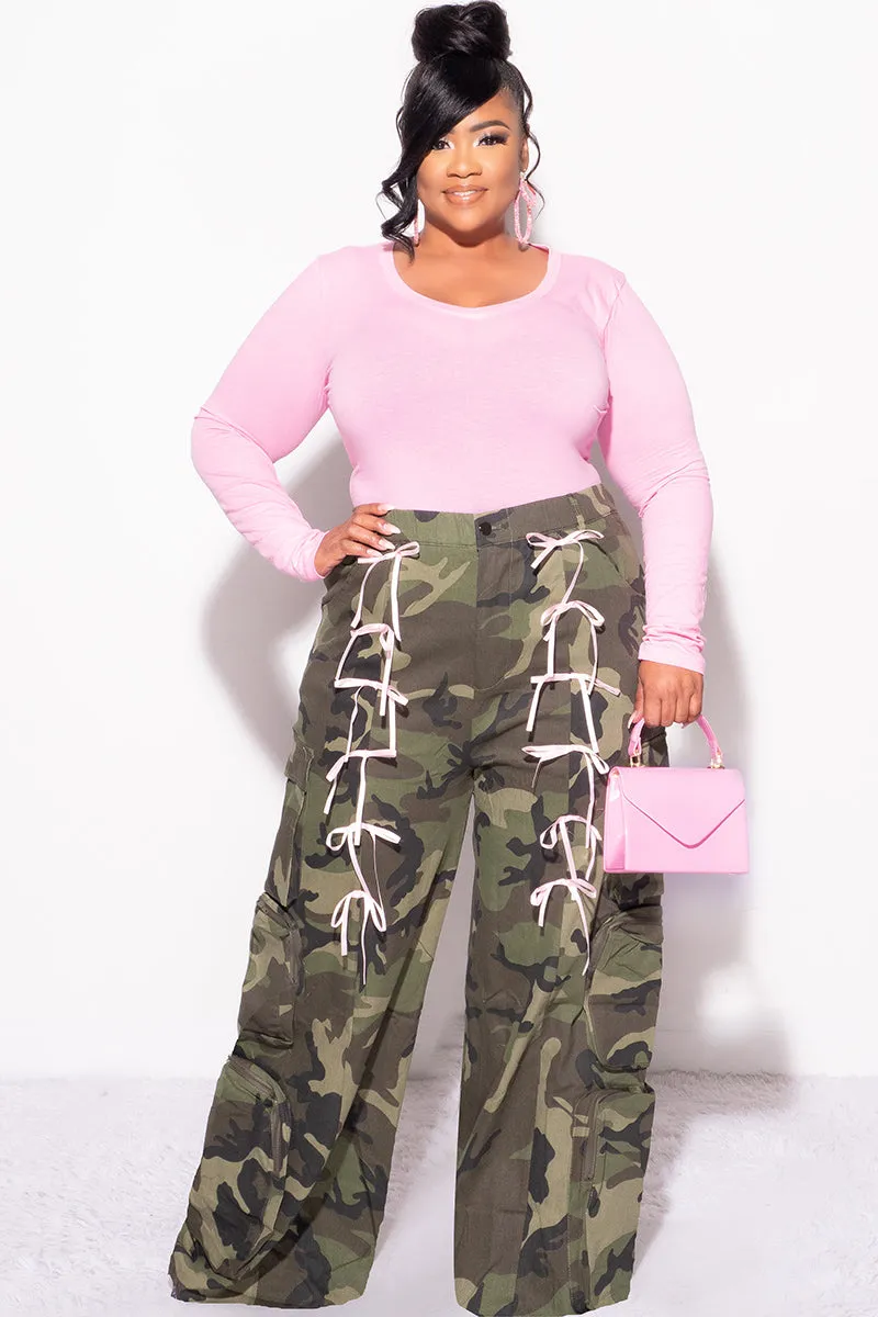 Flat Seams Final Sale Plus Size Long Sleeve Top in Pink