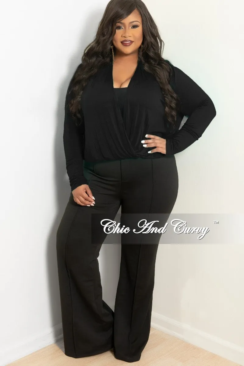 Final Sale Plus Size Long Sleeve Top w/ Twist Front in Black No Ride-Up