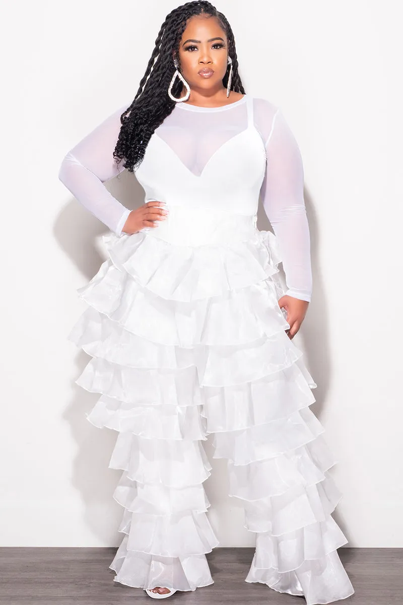 Flexible Performance Wear Multi Pocket Design Final Sale Plus Size Mesh Top in White