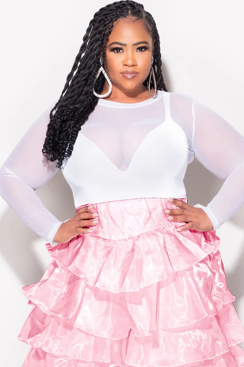 Final Sale Plus Size Mesh Top in White Work Ready