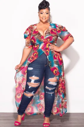 Flat Lock Seams Final Sale Plus Size Mesh Top with Train in Mixed Animal Print
