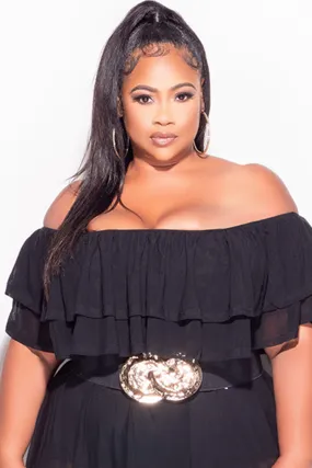 Final Sale Plus Size Metal Buckle Stretch Hammered Plate Belt in Gold and Black ThermalRegulatingLining Travel Essential