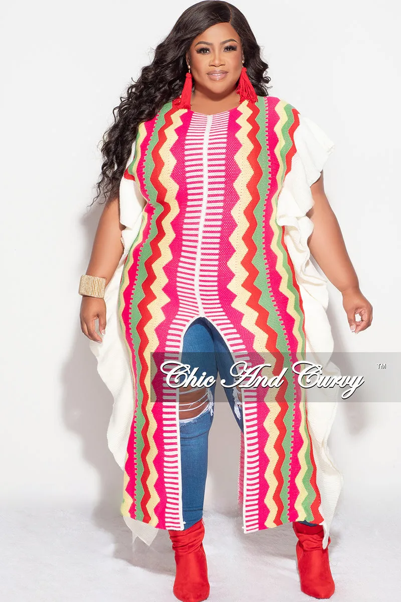 Tapered ankle Fashionable Waist Final Sale Plus Size Moroccan Dress/Top in Pink & Red Zig Zag Print