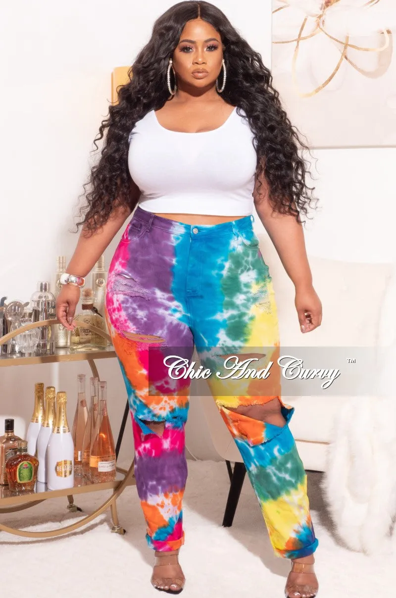 Final Sale Plus Size Multi-Color Tie Dye Pants Wind Resistance