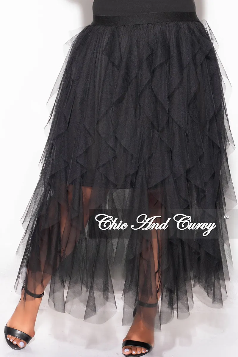 CompressionFitFabric Final Sale Plus Size Multi Layered Mesh Skirt in Black (Skirt Only)