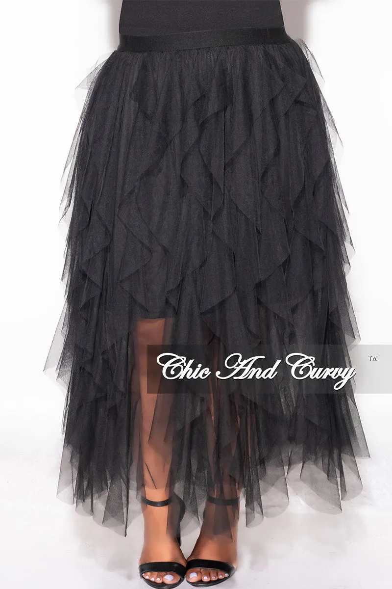 Sport Ready Tagless Design Final Sale Plus Size Multi Layered Mesh Skirt in Black (Skirt Only)