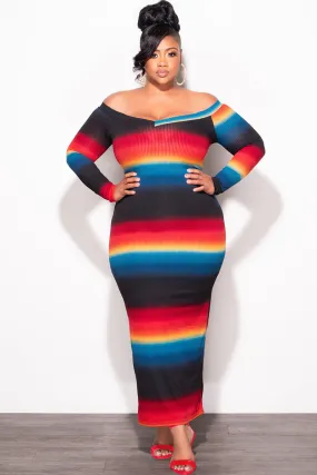 Flattering Comfort Chic Design Final Sale Plus Size Off The Shoulder Dress in Black, Teal & Red