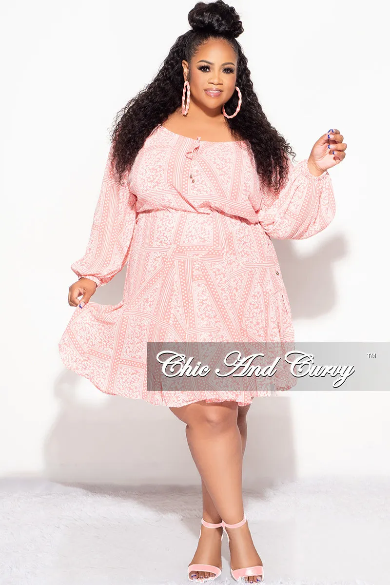 Final Sale Plus Size Off The Shoulder Dress in Coral Print Summer Simple and Cozy