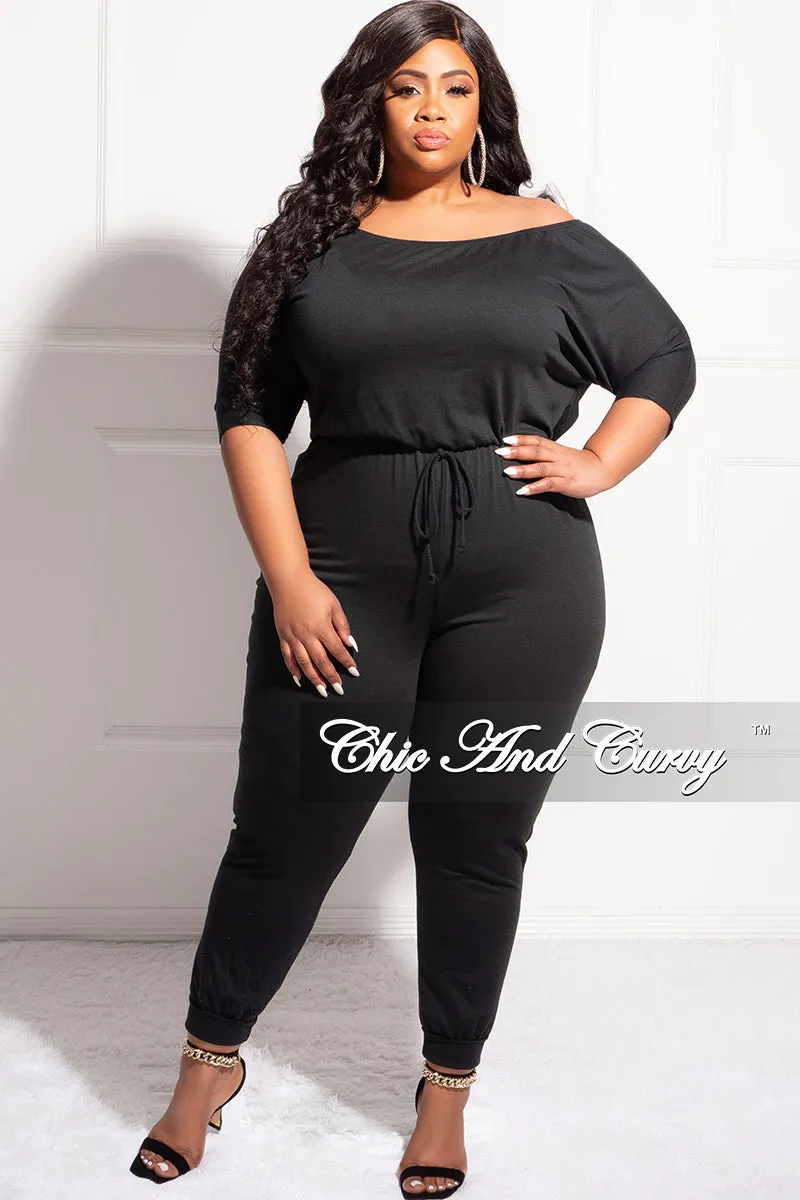 All-day Flex Chic Comfort Final Sale Plus Size Off the Shoulder Jumpsuit in Black