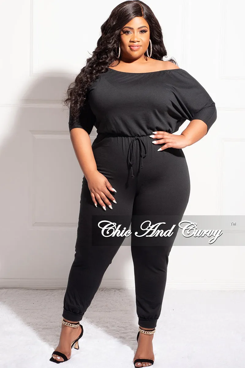 UV protection coating Street Ready Final Sale Plus Size Off the Shoulder Jumpsuit in Black