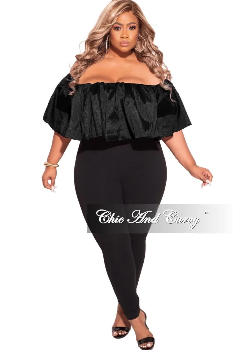 Final Sale Plus Size Off The Shoulder Jumpsuit in Black Travel Essential