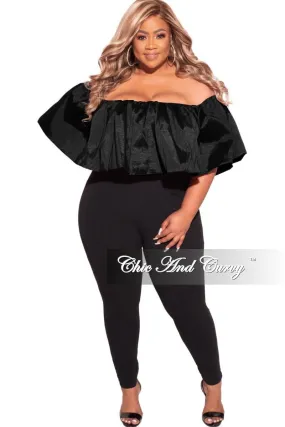 Anti Static Lining Light Wear Fit Final Sale Plus Size Off The Shoulder Jumpsuit in Black
