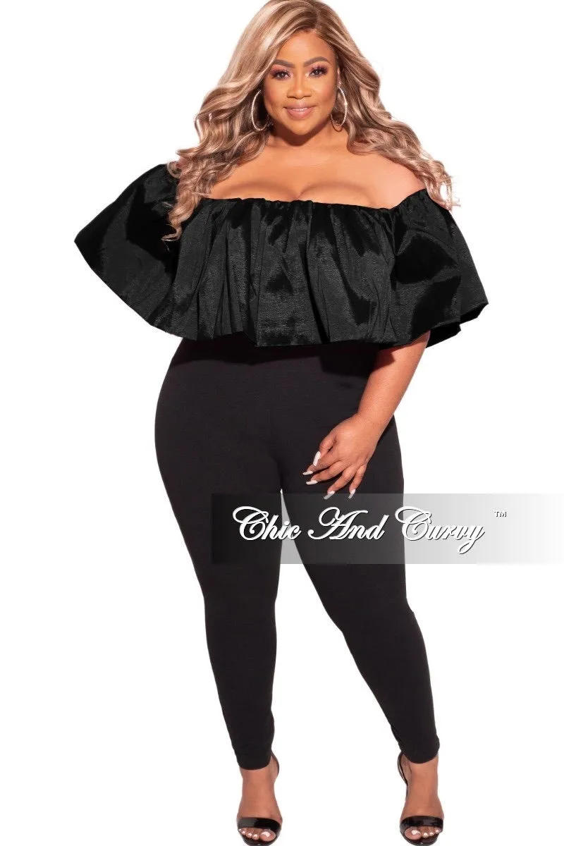 Anti Static Lining Light Wear Fit Final Sale Plus Size Off The Shoulder Jumpsuit in Black