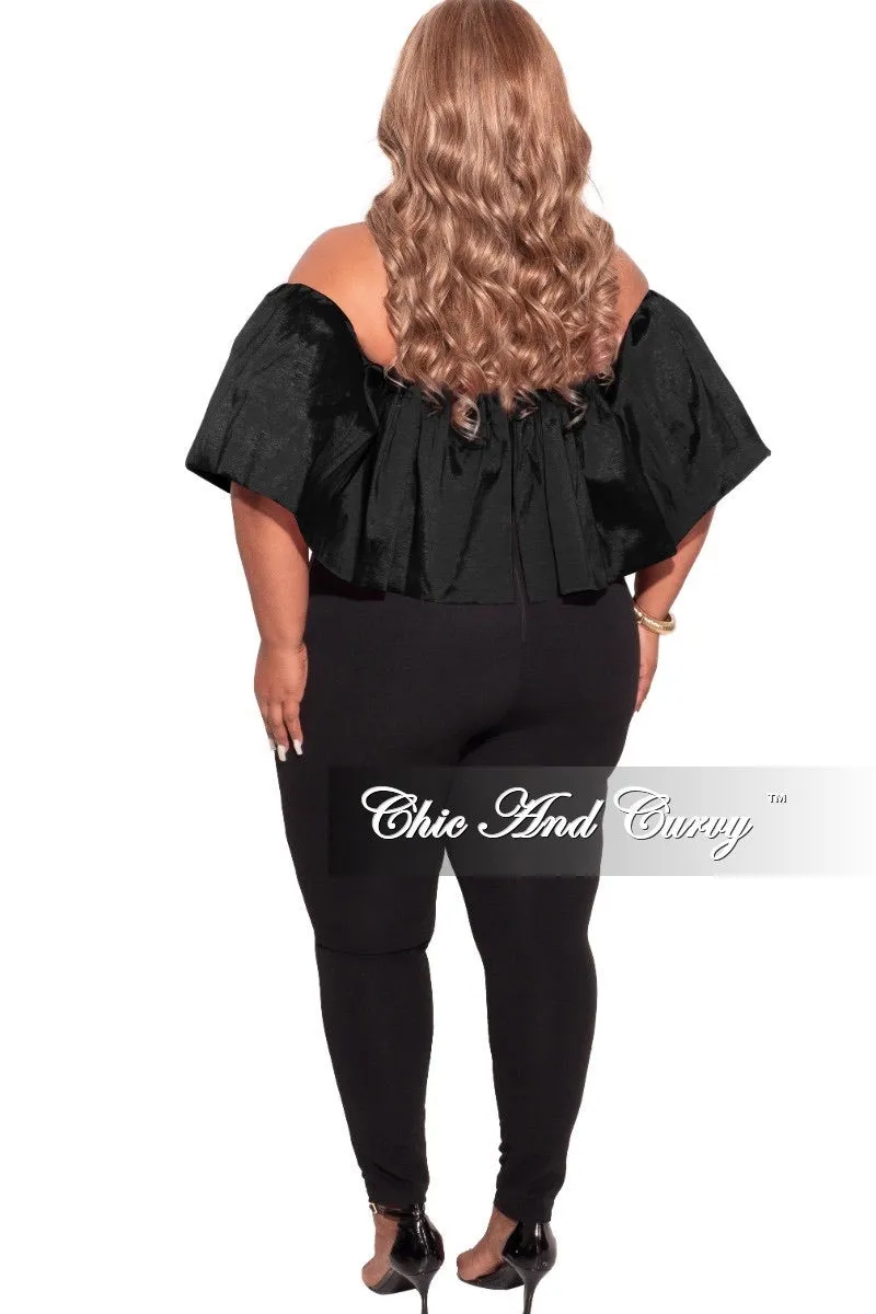 Stretch Fit Sleek Fit Final Sale Plus Size Off The Shoulder Jumpsuit in Black