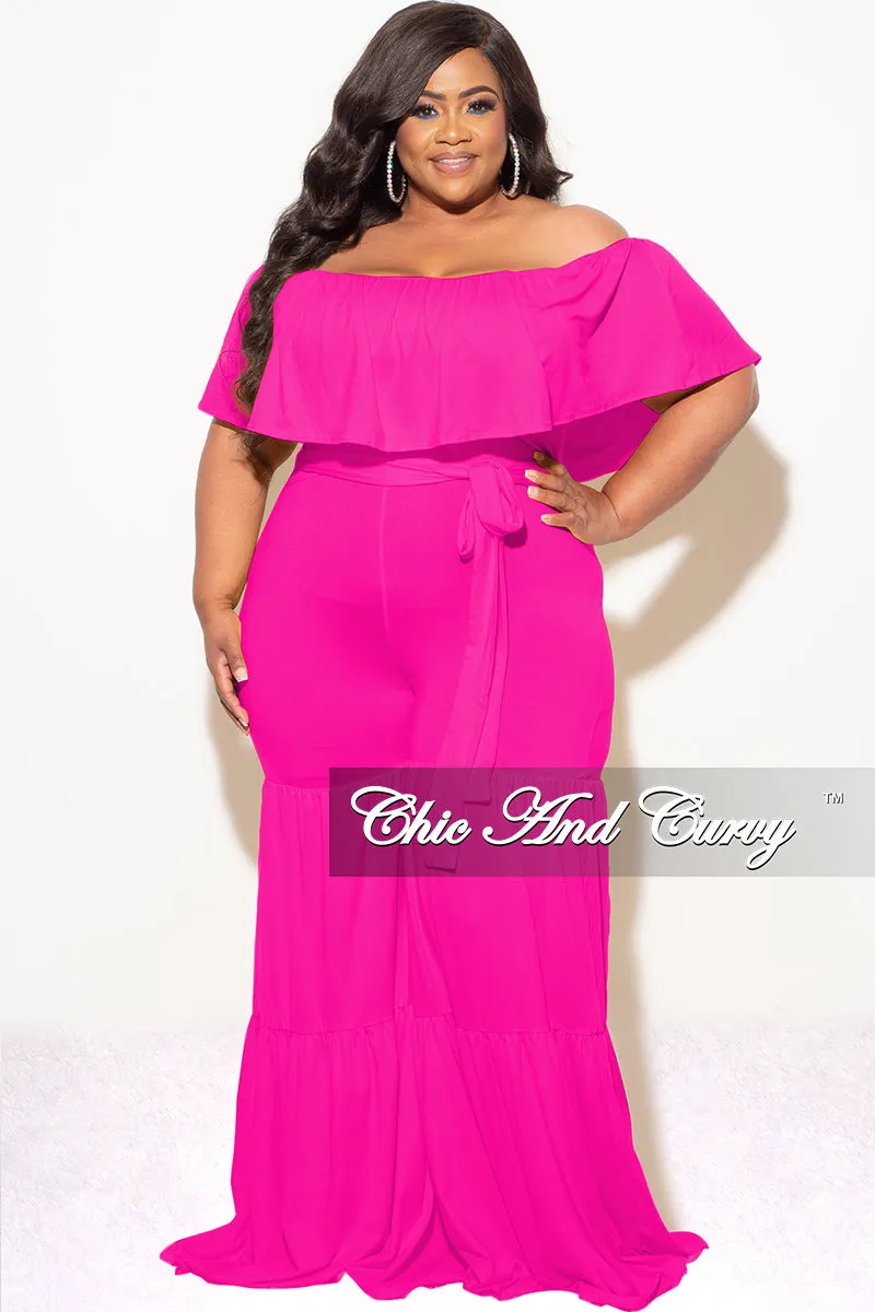 Final Sale Plus Size Off The Shoulder Jumpsuit in Fuchsia Agile Fit