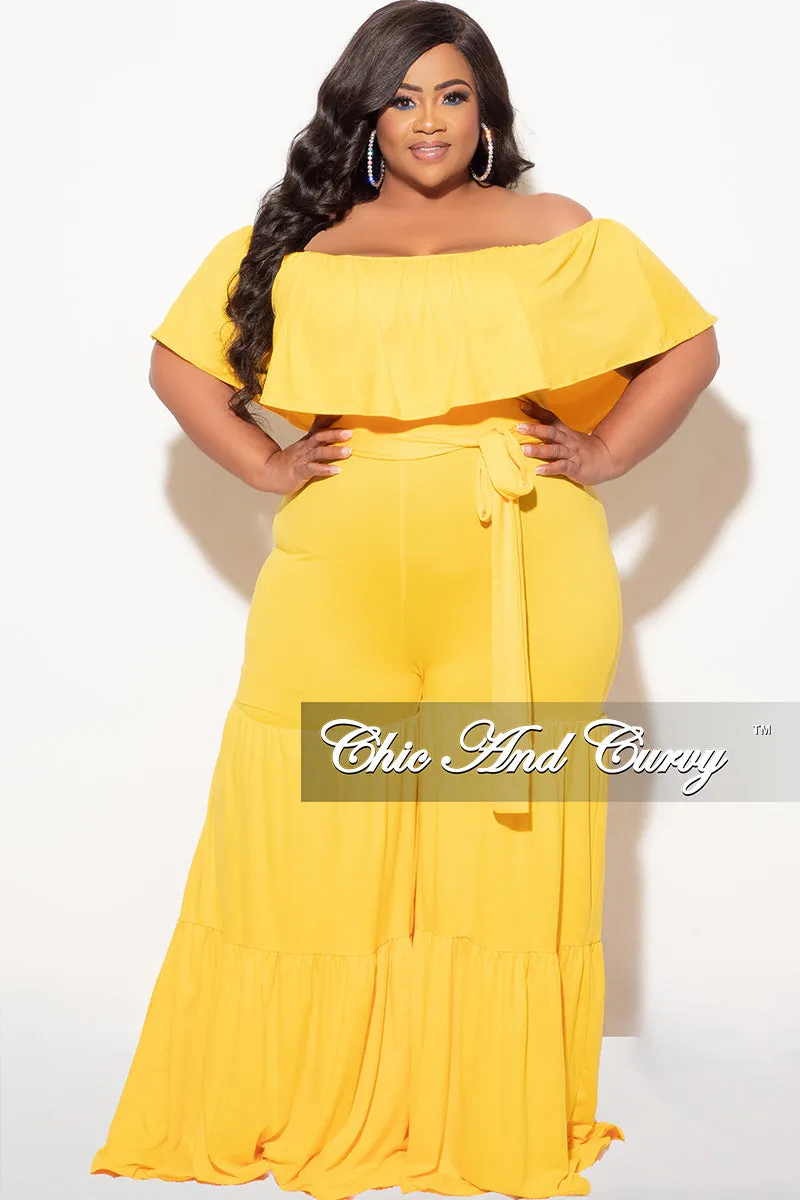 Chic casual Final Sale Plus Size Off The Shoulder Jumpsuit in Mustard