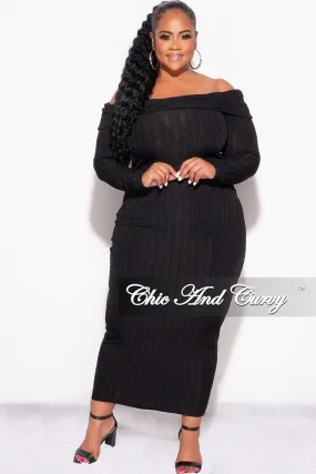 Final Sale Plus Size Off the Shoulder Knit Sweater Dress in Black Chic Look