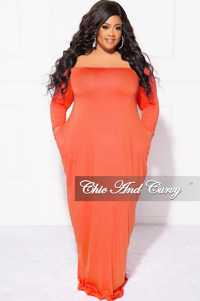 Training Comfort Final Sale Plus Size Off the Shoulder Maxi Dress in Orange
