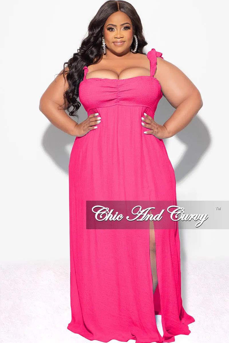 Fashion Forward Final Sale Plus Size Off the Shoulder Smocked Maxi Dress in Fuchsia