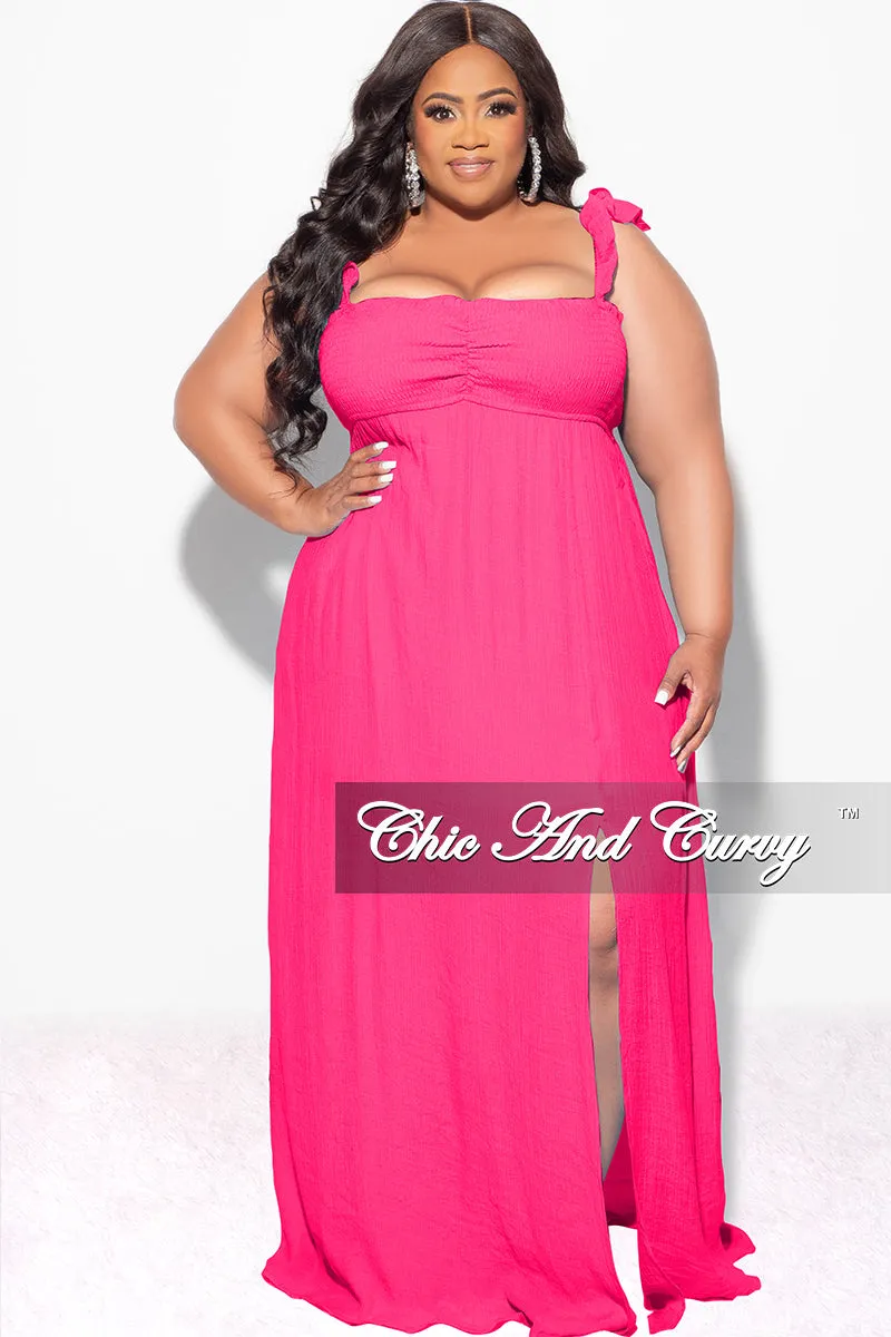 Smart Comfort Final Sale Plus Size Off the Shoulder Smocked Maxi Dress in Fuchsia