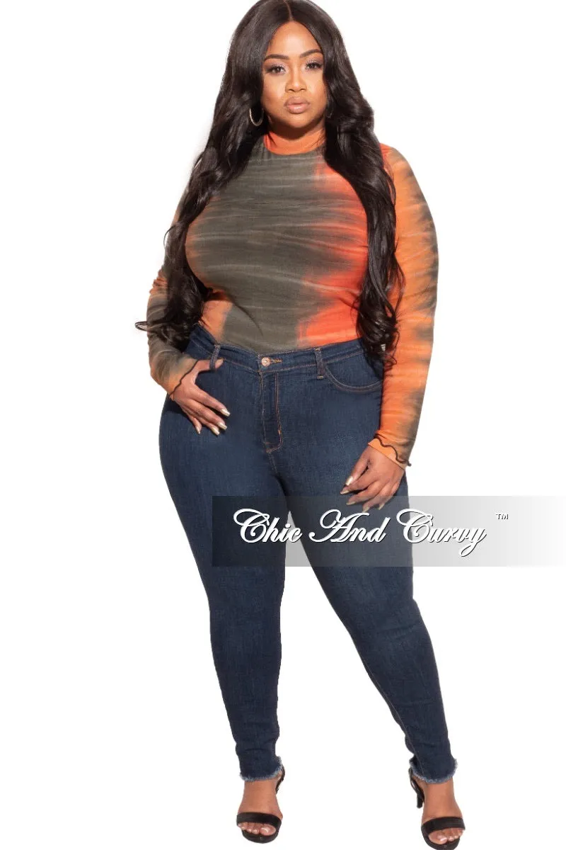 Reversible design Final Sale Plus Size Ombr?? Bodysuit In Orange Rust / Olive