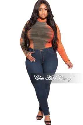 Ultra Soft Blend Outdoor Comfort Fit Final Sale Plus Size Ombr?? Bodysuit In Orange Rust / Olive