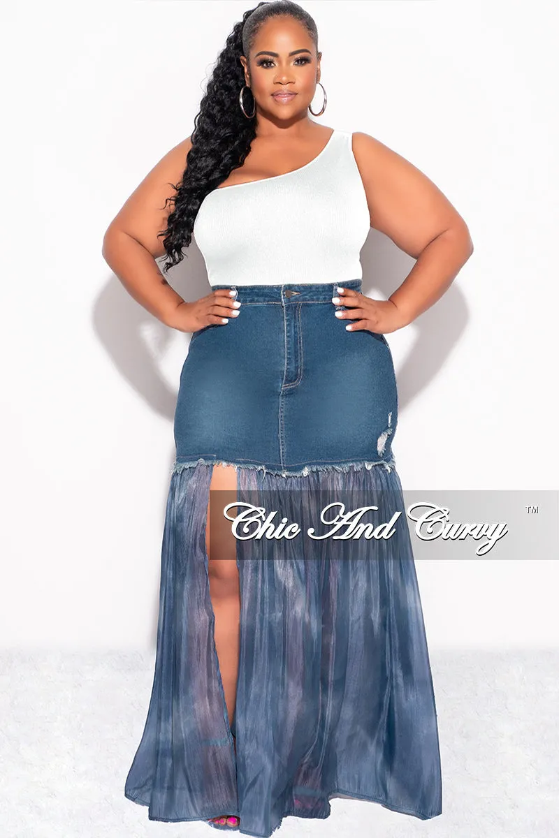 Final Sale Plus Size One Shoulder Bodysuit in White Flexible Ankle Cuffs