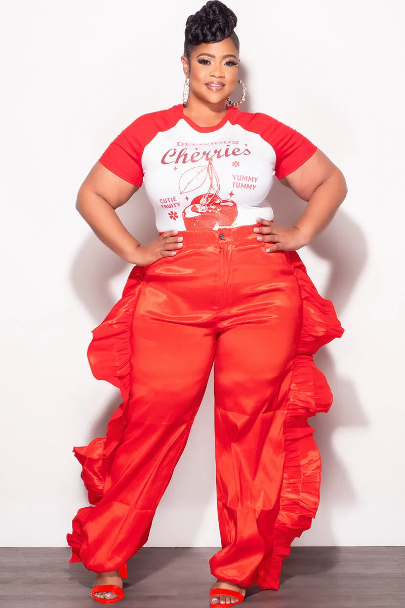 Durable Wear Timeless Comfort Final Sale Plus Size "Delicious Cherries  " Graphic T-Shirt in in Red and White