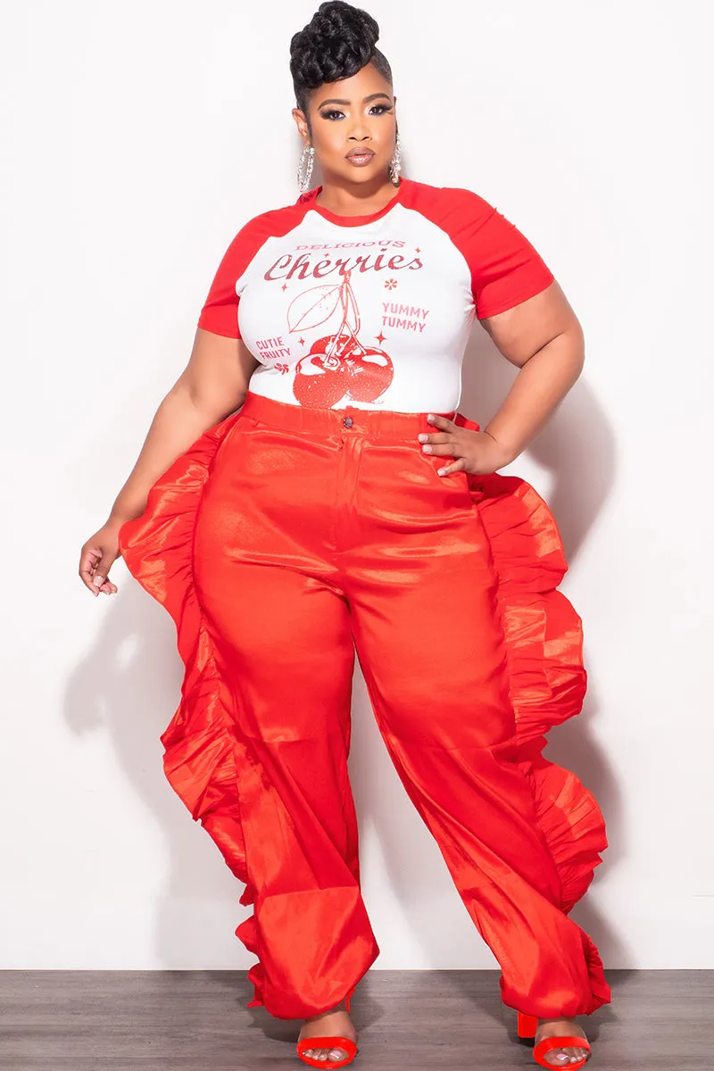 Sleek lines Final Sale Plus Size "Delicious Cherries  " Graphic T-Shirt in in Red and White