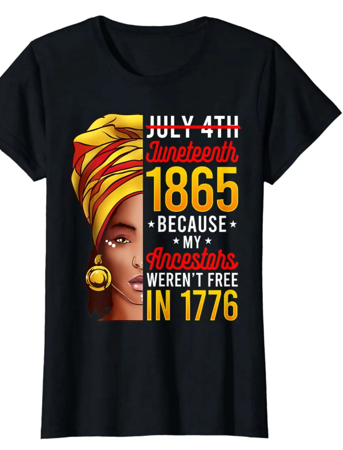 Final Sale Plus Size "Juneteenth African American" T-Shirt in Black Comfortable Cut Breathable Layer