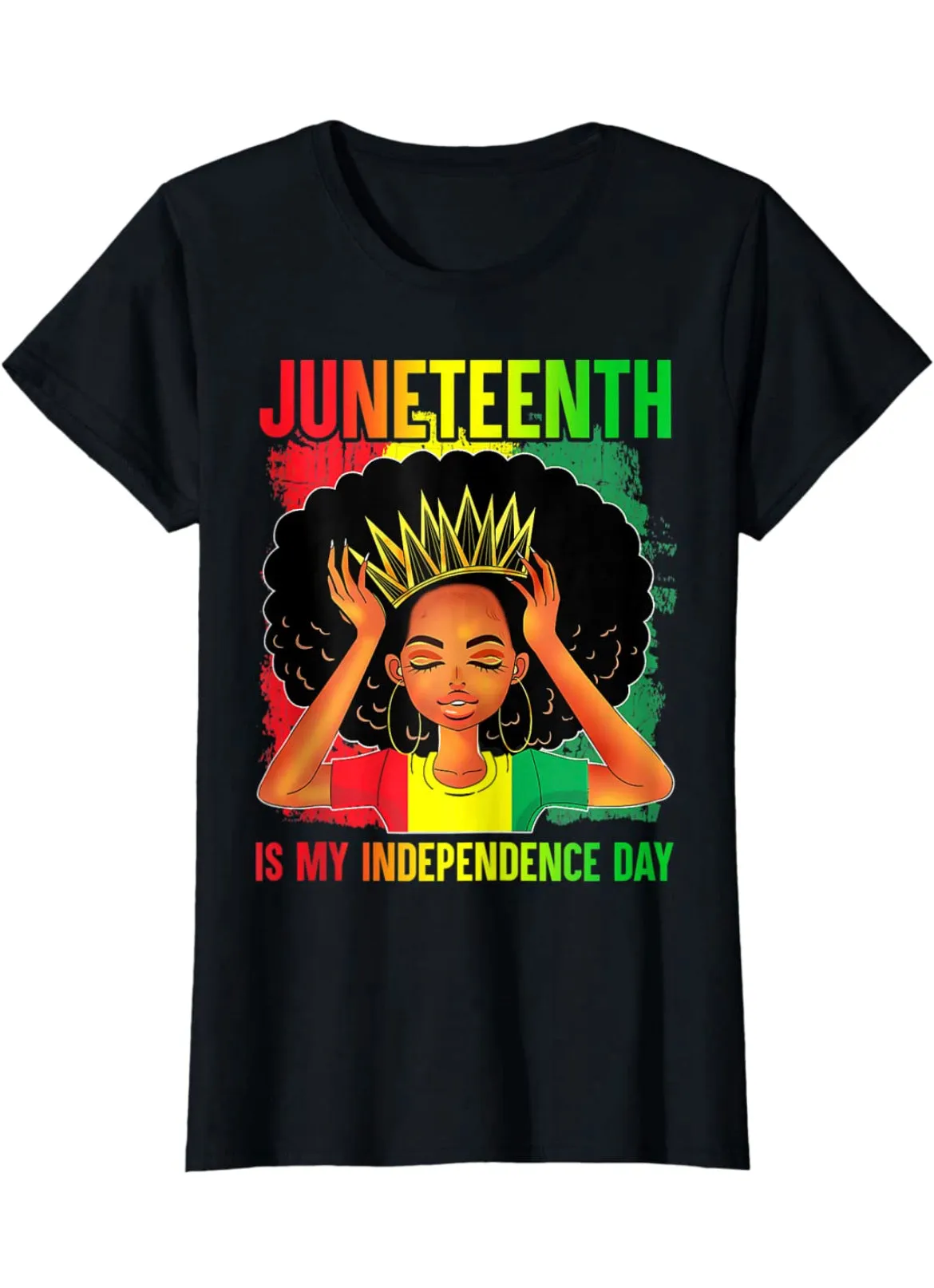 Everyday Comfort Fit Layered Protection Final Sale Plus Size "Juneteenth Is My Independence Day" T-Shirt in Black