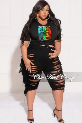 Final Sale Plus Size "Juneteenth Queen" T-Shirt in Black AntiSlipGrip