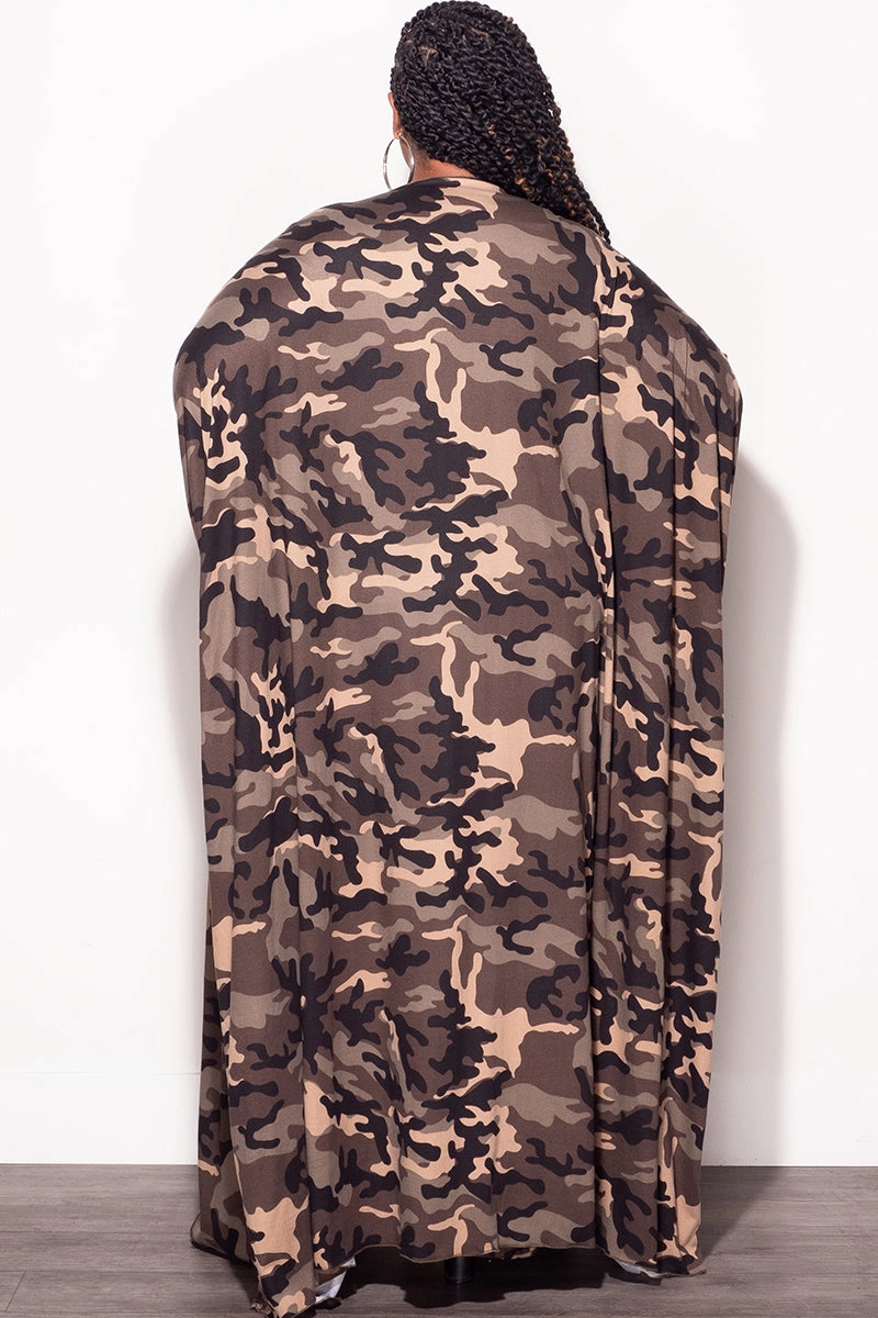Final Sale Plus Size 2pc Kaftan and Pants Set in Camo Chilly Weather Fit