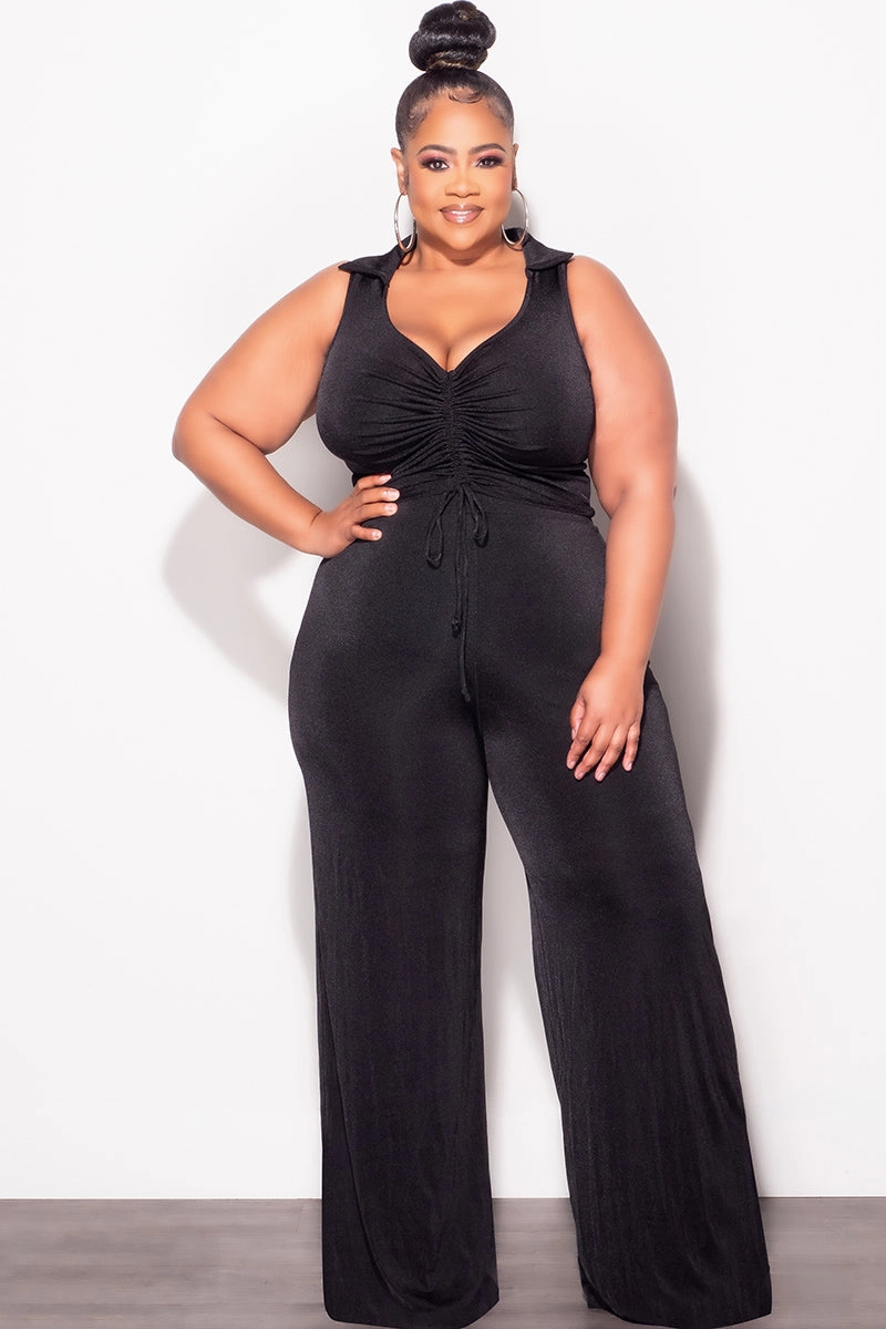 Abrasion Proof Reinforcements Final Sale Plus Size 2pc Set Crop Top and Pants in Black
