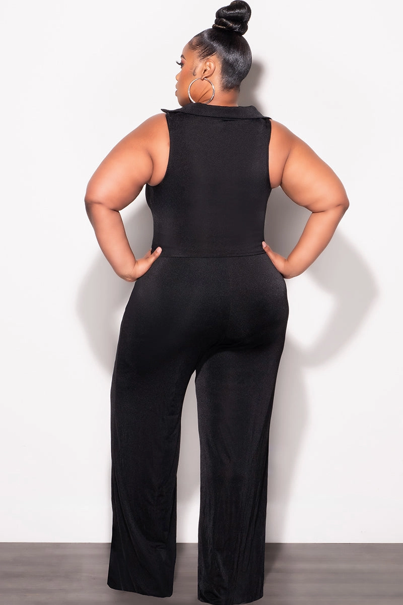 ElasticCuffs Final Sale Plus Size 2pc Set Crop Top and Pants in Black