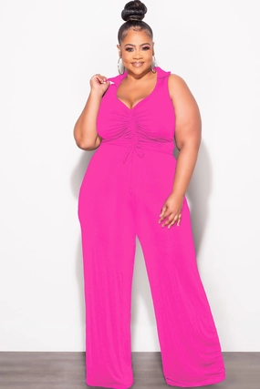 All-Day Wear Adventure Ready Final Sale Plus Size 2pc Set Crop Top and Pants in Fuchsia
