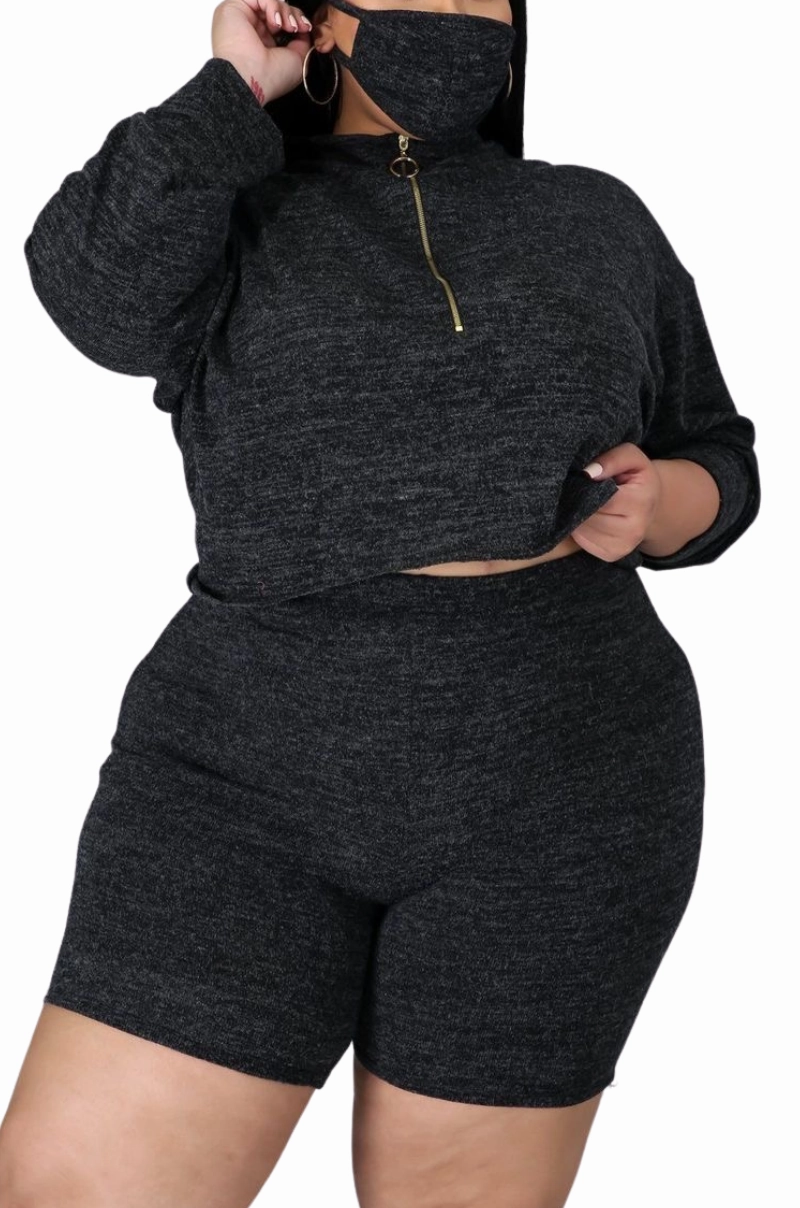 Final Sale Plus Size 2pc Short Set in Charcoal Smart Style