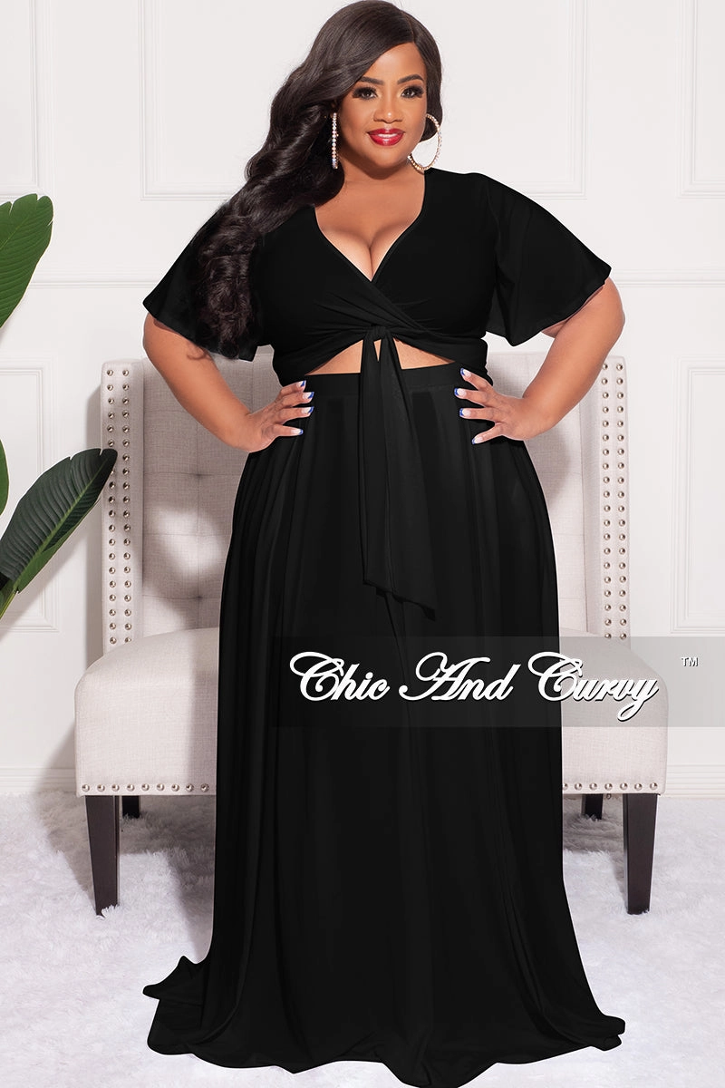 Final Sale Plus Size 2pc Skirt Set in Black Walk Friendly Snug Waist