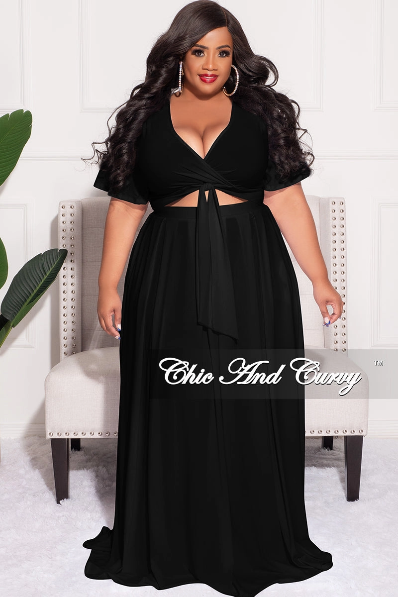 Final Sale Plus Size 2pc Skirt Set in Black Warm Fit Abrasion Resistant Surface