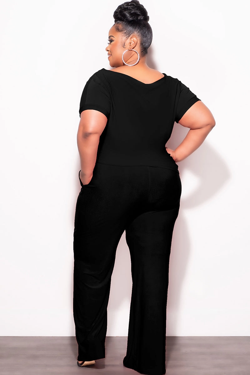 Final Sale Plus Size 2pc Top and Pants Set in Black Quick Comfort