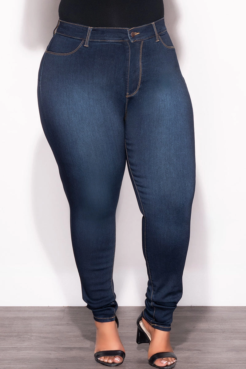 Non slip grip clean design Final Sale Plus Size ??Lifting ?? Jeans in Dark Denim