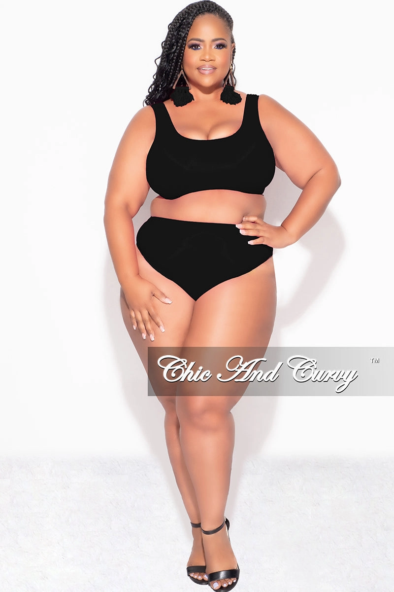 EcoFriendlyMaterial Final Sale Plus Size Bikini Set in Black
