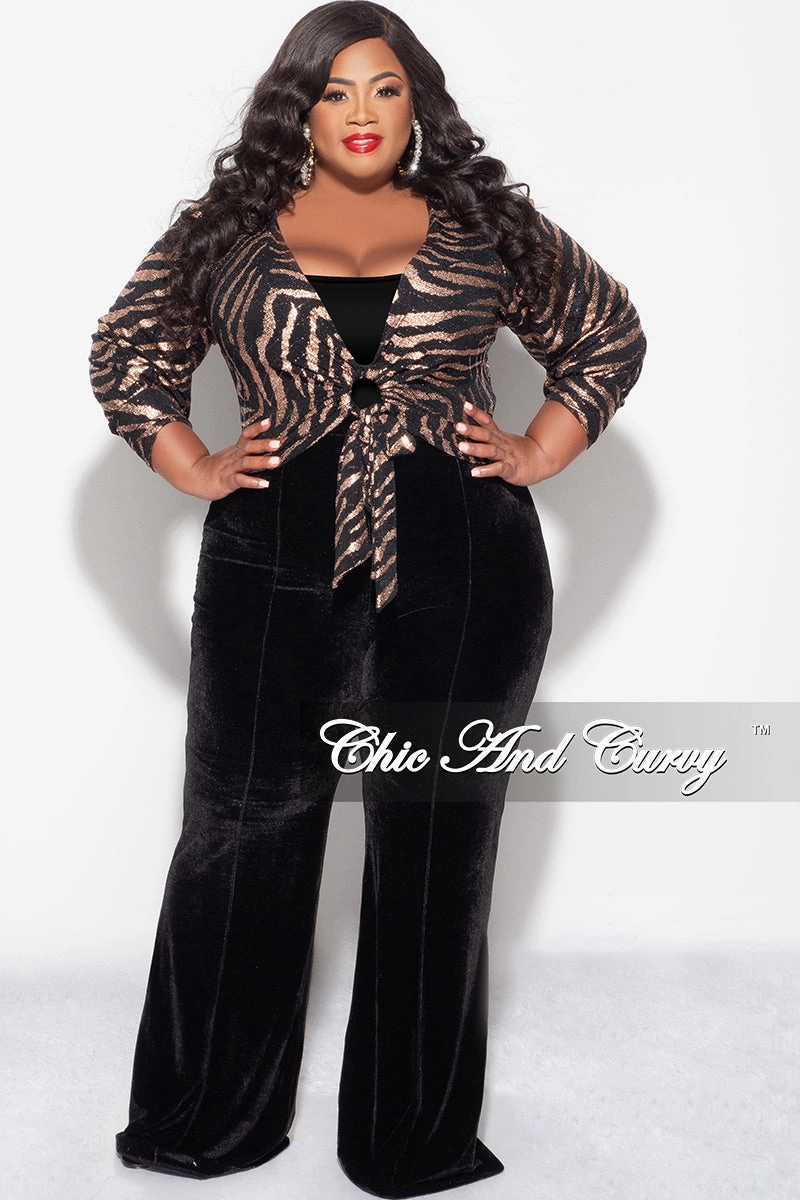 Final Sale Plus Size Crop Top with Cutout  in Black and Bronze Print Printed top