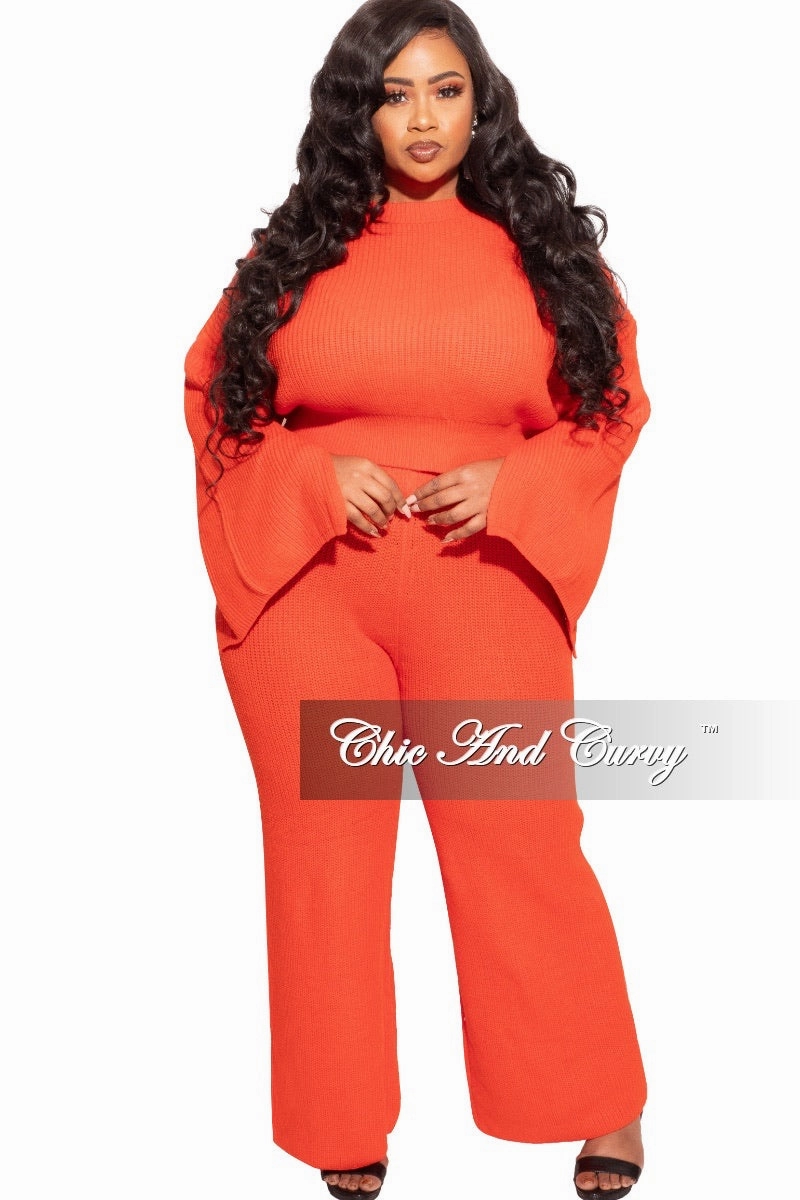 Final Sale Plus Size Knit 2-piece Set in Orange Comfort Flex SturdyBeltLoops