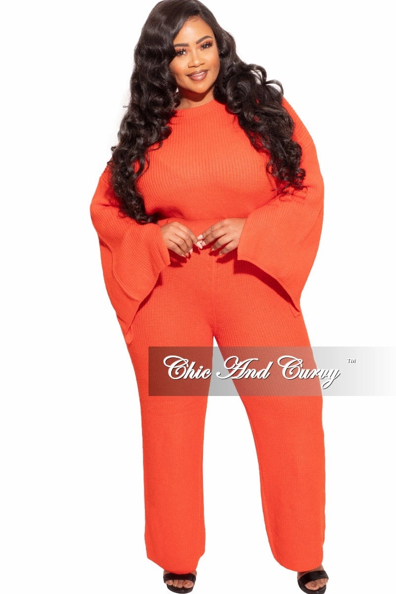 Final Sale Plus Size Knit 2-piece Set in Orange No Fuss Fit Light Stretch